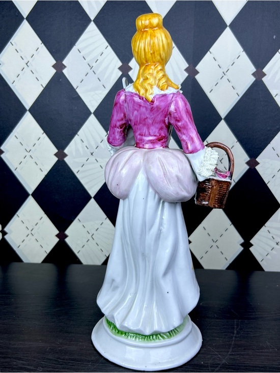 Large Victorian Lady 14” Porcelain Figurine Rococo Style 14 Inch Statue Vintage - Picture 12 of 17